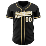 Custom Black White-Vegas Gold Authentic Baseball Jersey