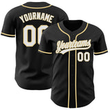 Custom Black White-Vegas Gold Authentic Baseball Jersey
