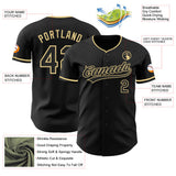 Custom Black-Vegas Gold Authentic Baseball Jersey
