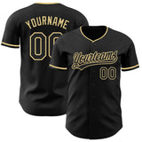Custom Black-Vegas Gold Authentic Baseball Jersey