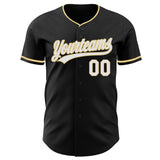 Custom Black White-Vegas Gold Authentic Baseball Jersey