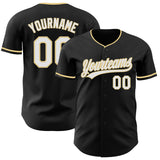 Custom Black White-Vegas Gold Authentic Baseball Jersey