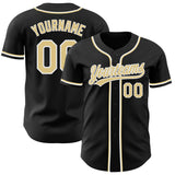 Custom Black Vegas Gold-White Authentic Baseball Jersey