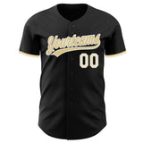 Custom Black Vegas Gold-White Authentic Baseball Jersey