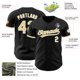 Custom Black Vegas Gold-White Authentic Baseball Jersey