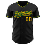 Custom Black Green-Gold Authentic Baseball Jersey