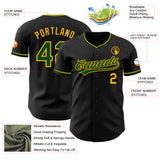 Custom Black Green-Gold Authentic Baseball Jersey