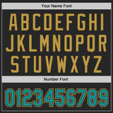 Custom Black Teal-Old Gold Authentic Baseball Jersey