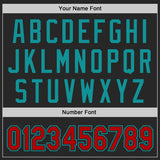 Custom Black Red-Teal Authentic Baseball Jersey