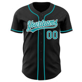 Custom Black Teal-White Authentic Baseball Jersey