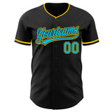 Custom Black Lakes Blue-Yellow Authentic Baseball Jersey