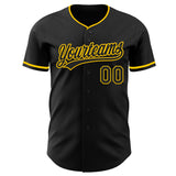 Custom Black-Yellow Authentic Baseball Jersey