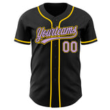 Custom Black Light Purple-Yellow Authentic Baseball Jersey