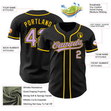 Custom Black Light Purple-Yellow Authentic Baseball Jersey