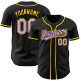 Custom Black Light Purple-Yellow Authentic Baseball Jersey