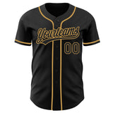 Custom Black-Old Gold Authentic Baseball Jersey