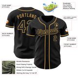 Custom Black-Old Gold Authentic Baseball Jersey