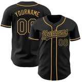 Custom Black-Old Gold Authentic Baseball Jersey