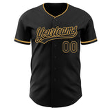 Custom Black-Old Gold Authentic Baseball Jersey