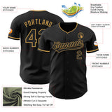 Custom Black-Old Gold Authentic Baseball Jersey