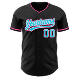 Custom Black Lakes Blue White-Pink Authentic Baseball Jersey