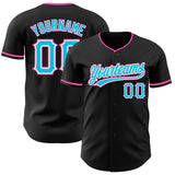Custom Black Lakes Blue White-Pink Authentic Baseball Jersey