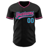 Custom Black Lakes Blue-Pink Authentic Baseball Jersey