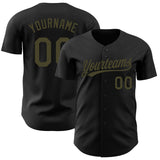 Custom Black-Olive Authentic Baseball Jersey