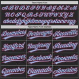 Custom Black Neon Pink-Light Blue Authentic Baseball Jersey