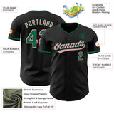 Custom Black Kelly Green-Medium Pink Authentic Baseball Jersey