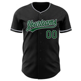Custom Black Green-Gray Authentic Baseball Jersey