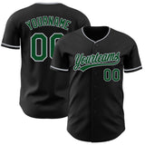 Custom Black Green-Gray Authentic Baseball Jersey