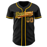 Custom Black Vintage USA Flag-Gold Authentic Baseball Jersey