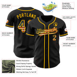 Custom Black Vintage USA Flag-Gold Authentic Baseball Jersey