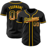 Custom Black Vintage USA Flag-Gold Authentic Baseball Jersey