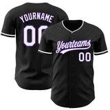 Custom Black White-Purple Authentic Baseball Jersey