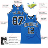 Custom Blue Black-White Authentic Throwback Basketball Jersey