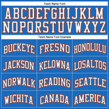Custom Blue White Navy-Orange Authentic Throwback Basketball Jersey