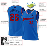 Custom Blue Red-Navy Authentic Throwback Basketball Jersey