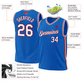 Custom Blue White-Red Authentic Throwback Basketball Jersey