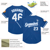 Custom Blue White-Light Blue Mesh Authentic Throwback Baseball Jersey