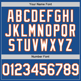 Custom Blue White-Orange Mesh Authentic Throwback Baseball Jersey