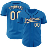 Custom Blue Cream-Navy Authentic Baseball Jersey