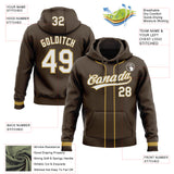 Custom Stitched Brown White-Old Gold Baseball Pullover Sweatshirt Hoodie