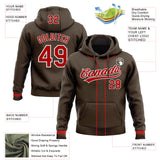 Custom Stitched Brown Red-White Baseball Pullover Sweatshirt Hoodie