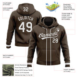 Custom Stitched Brown White-Brown Baseball Pullover Sweatshirt Hoodie
