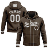 Custom Stitched Brown White-Brown Baseball Pullover Sweatshirt Hoodie