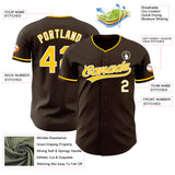 Custom Brown Yellow-White Authentic Baseball Jersey