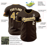 Custom Brown Old Gold-White Authentic Baseball Jersey