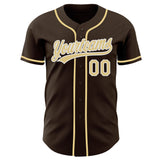 Custom Brown Vegas Gold-White Authentic Baseball Jersey